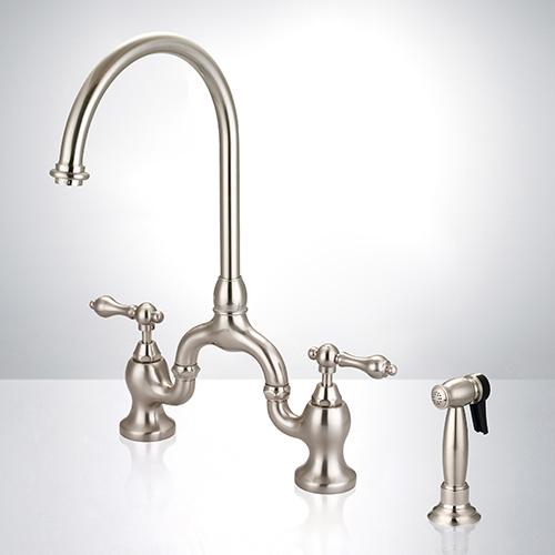 Grimstad Bridge Kitchen Faucet with Brass Sprayer