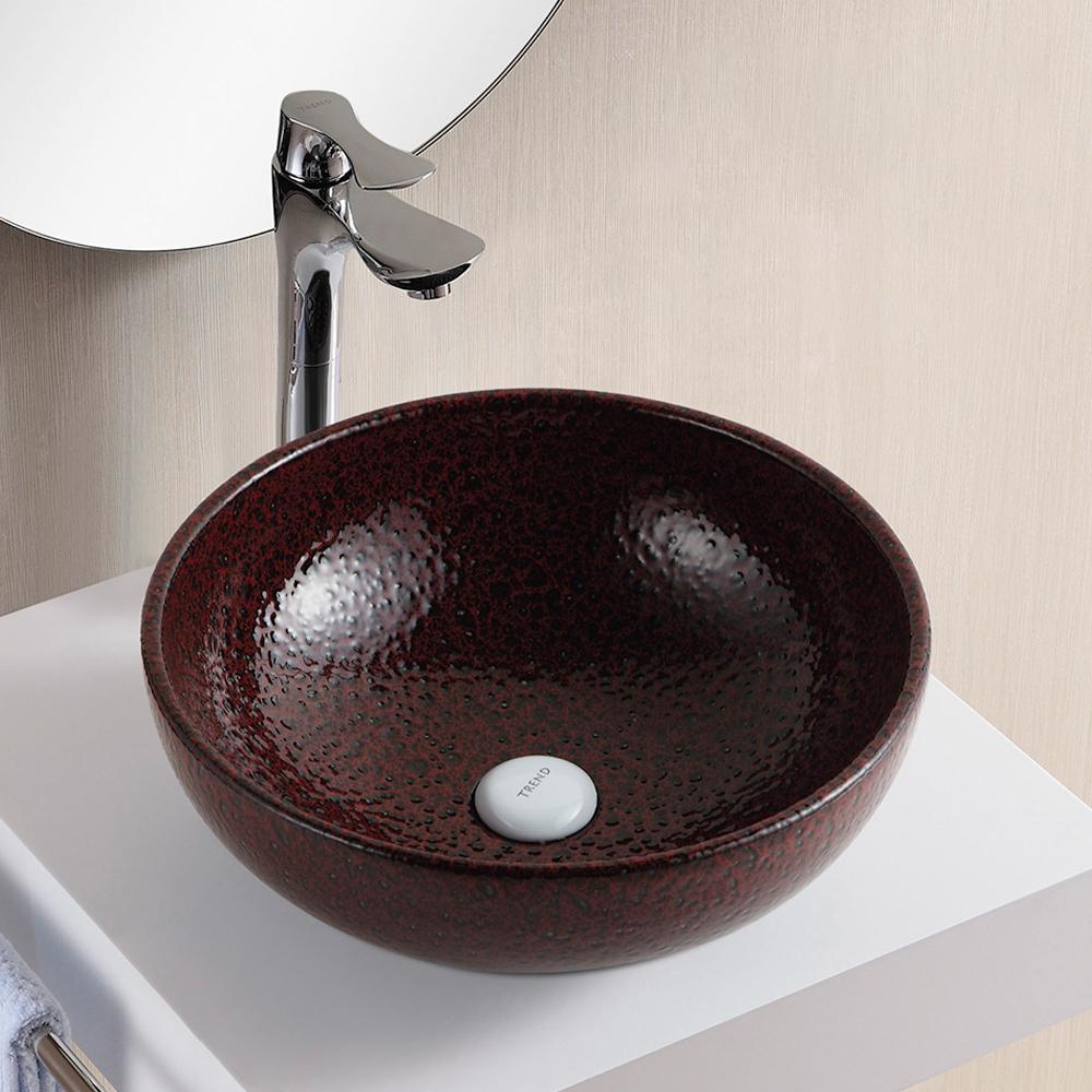 Havre Vitreous China Vessel Sink - Dark Red with Textured Black Speckles