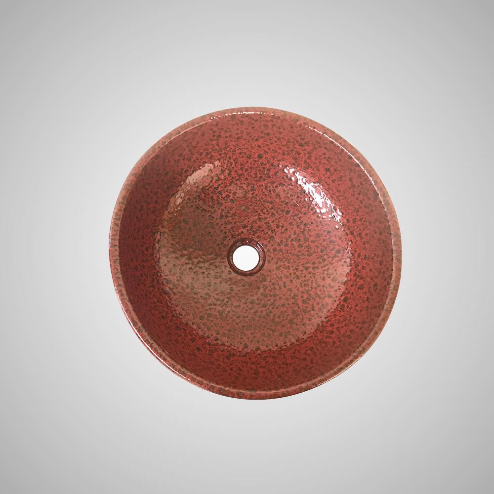 Havre Vitreous China Vessel Sink - Dark Red with Textured Black Speckles