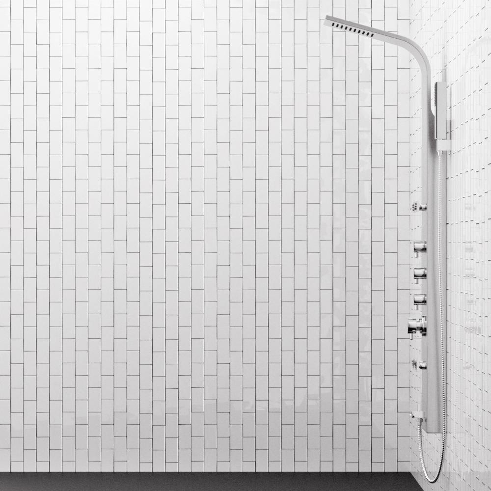 Helma Pressure Balance Stainless Steel Shower Panel with Hand Shower