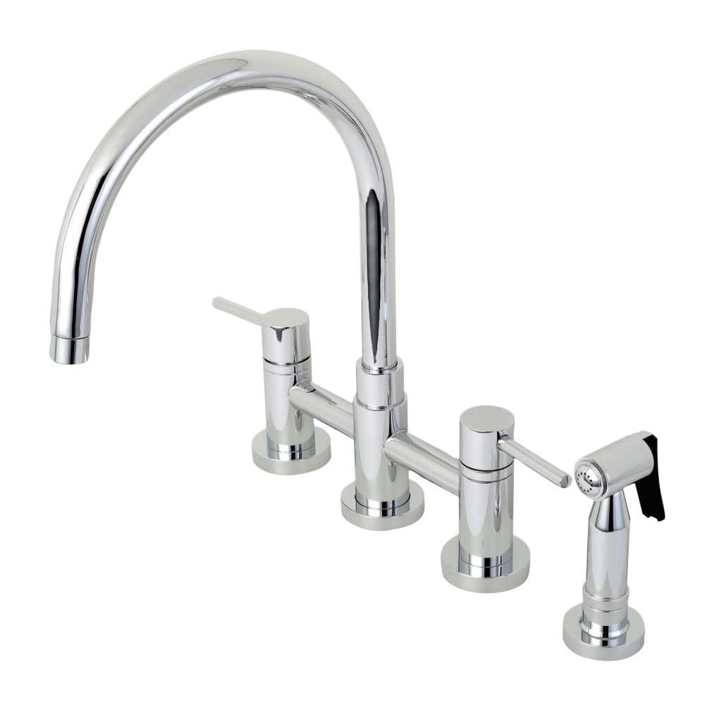 Hugo Two-Handle Bridge Kitchen Faucet with Brass Side Sprayer