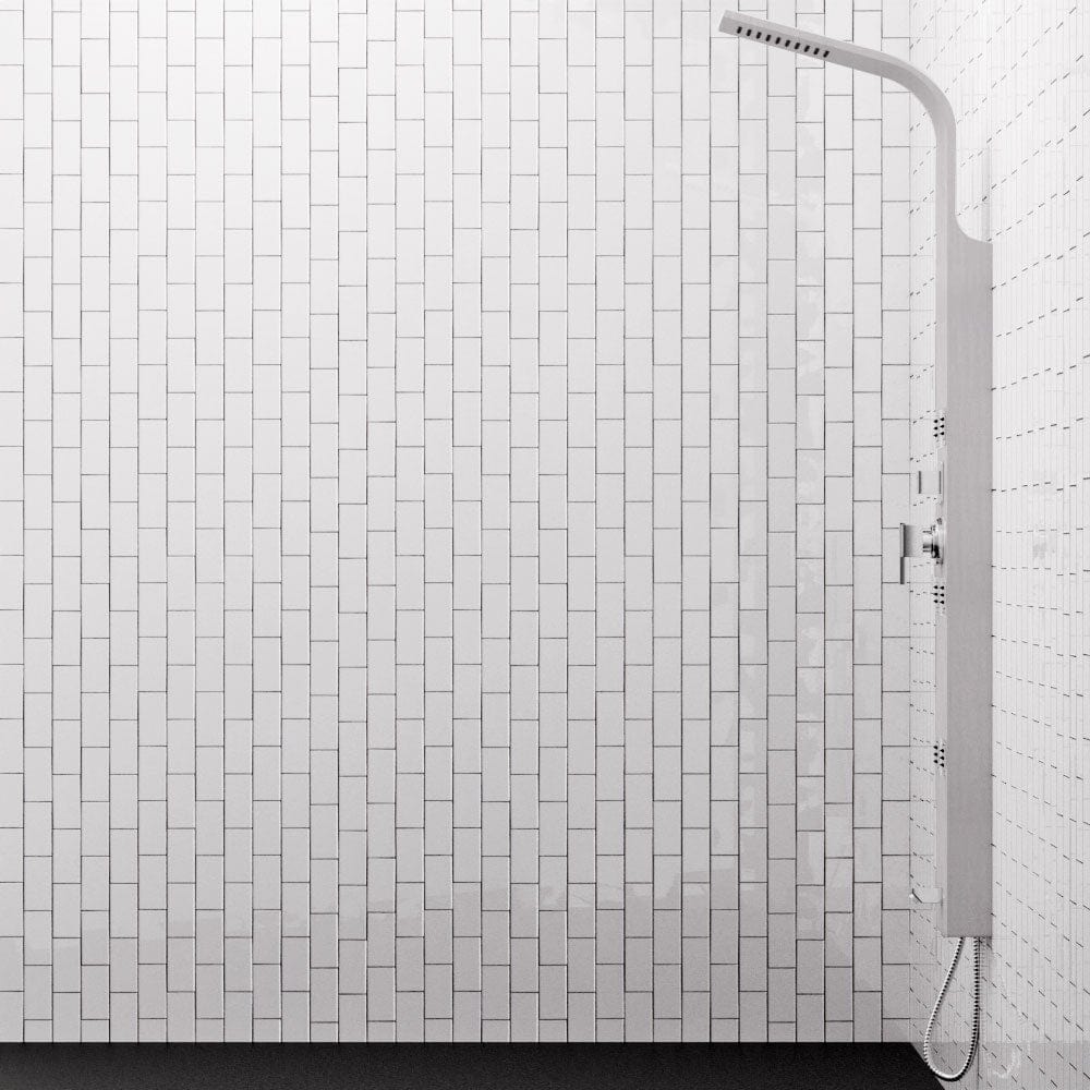 Jedida Pressure Balance Stainless Steel Shower Panel with Hand Shower - Brushed Finish