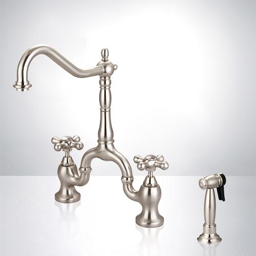 Karlstad Bridge Kitchen Faucet with Brass Sprayer