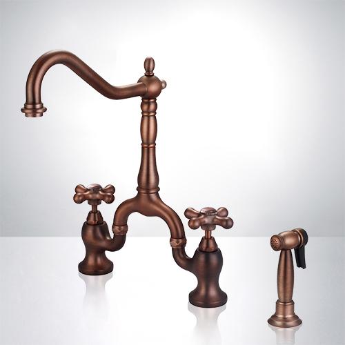 Karlstad Bridge Kitchen Faucet with Brass Sprayer