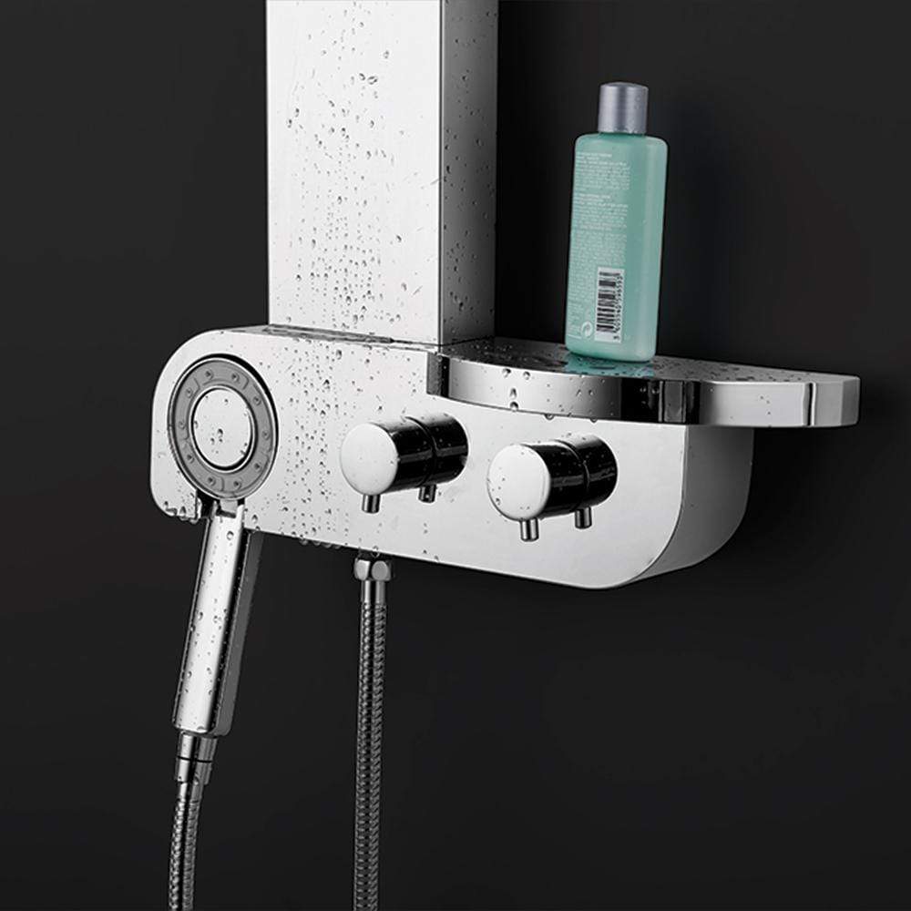 Kiden Pressure Balance Stainless Steel Shower Panel with Hand Shower - Polished Finish