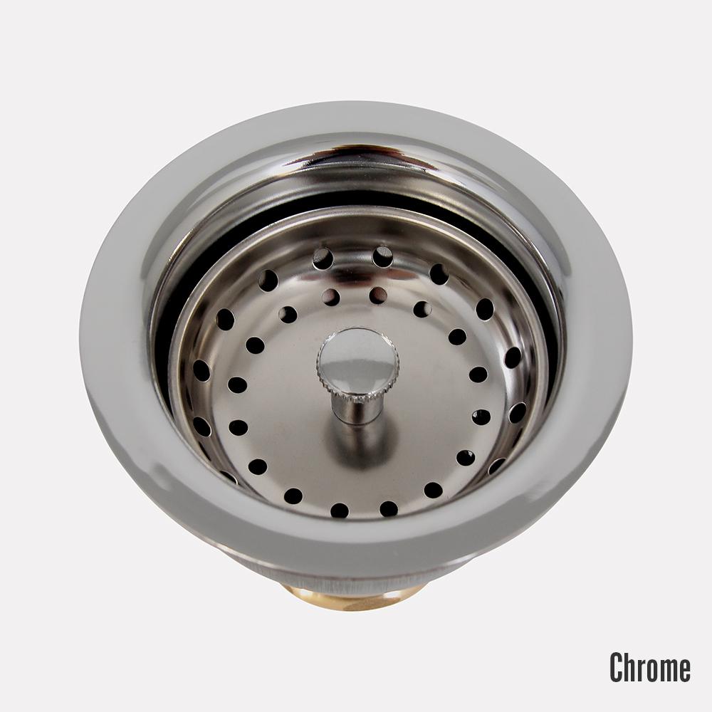 Long Shank Strainer Basket Sink Drain with Lift-Style Stopper - 3 1/2"
