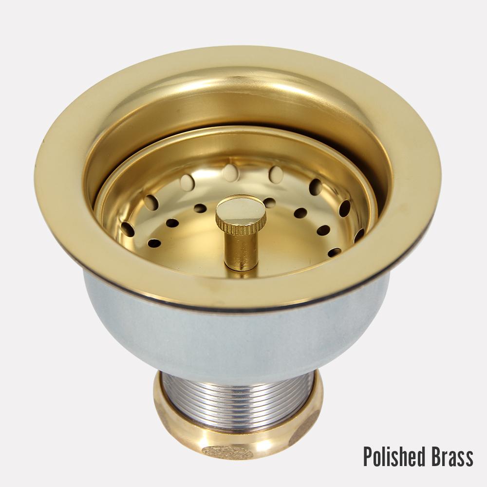 Long Shank Strainer Basket Sink Drain with Lift-Style Stopper - 3 1/2"