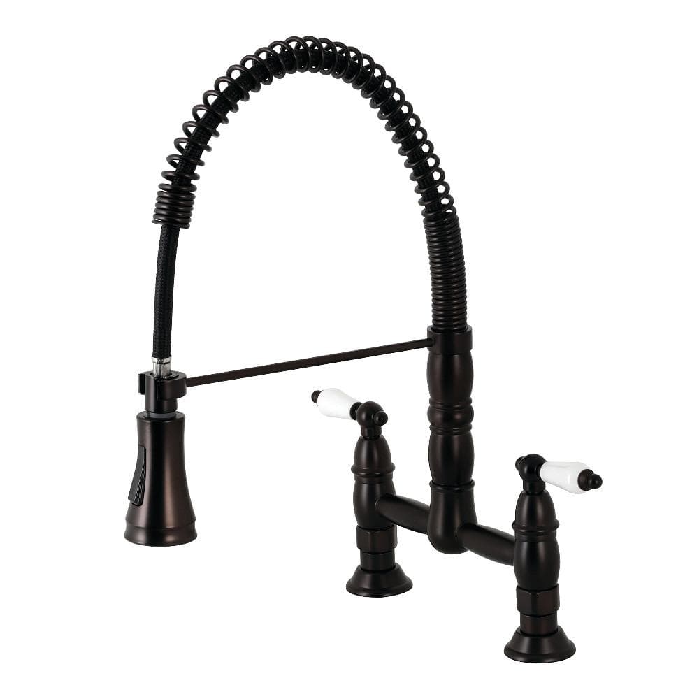 Manuel Two-Handle Deck-Mount Pull-Down Sprayer Kitchen Faucet