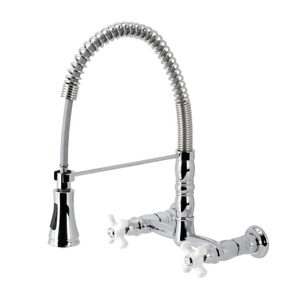 Pablo Two-Handle Wall-Mount Pull-Down Sprayer Kitchen Faucet