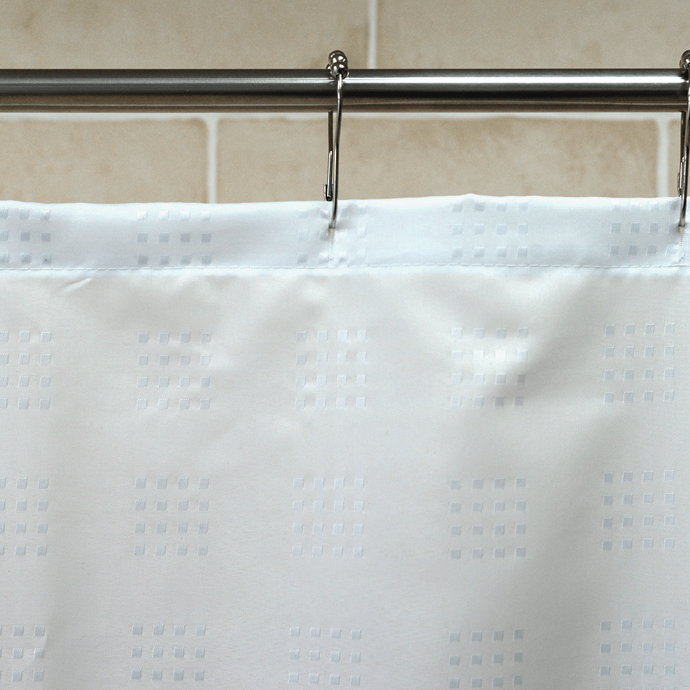 Polyester Grid Shower Curtain - White