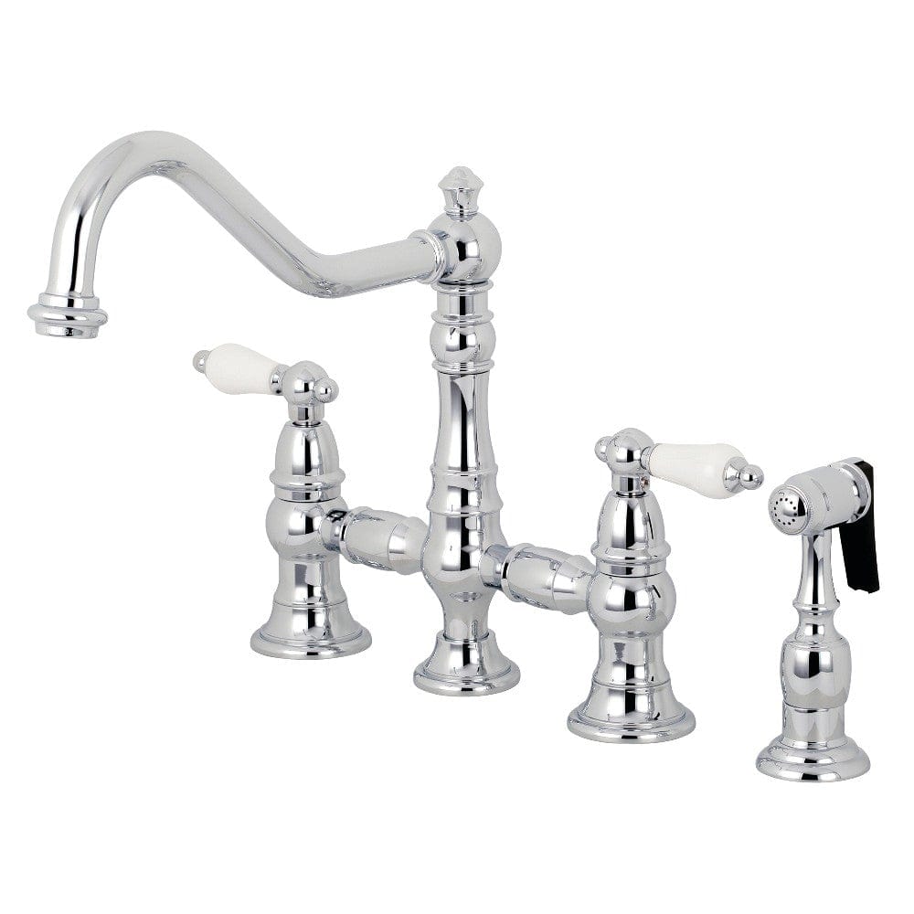 Quaper Bridge Kitchen Faucet with Brass Sprayer