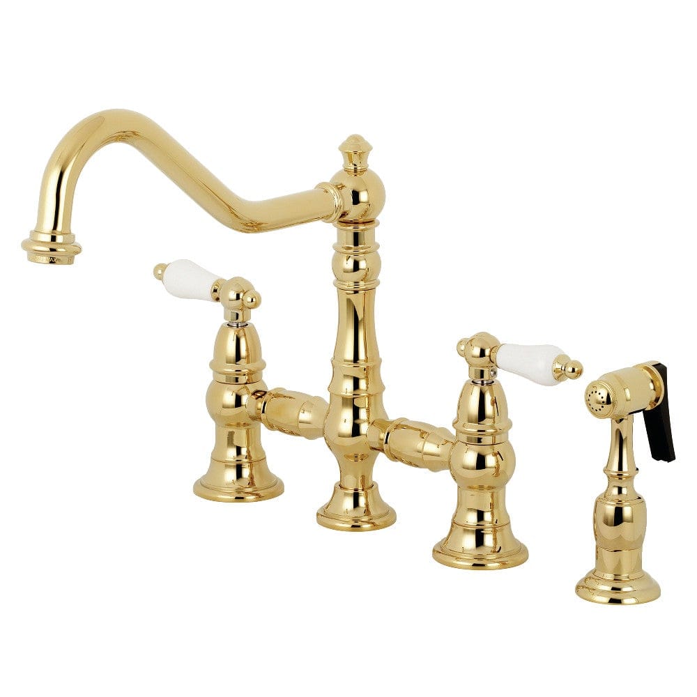 Quaper Bridge Kitchen Faucet with Brass Sprayer