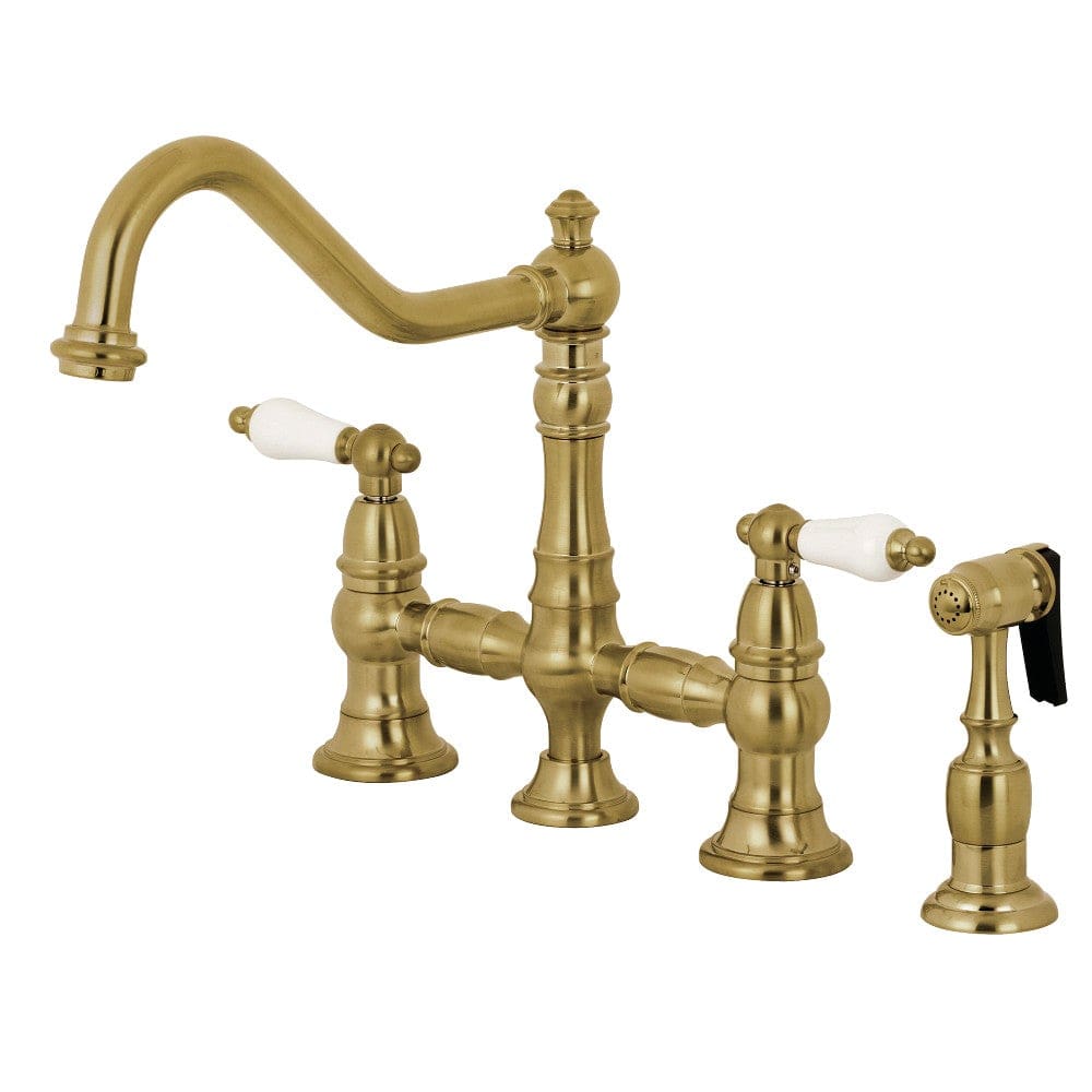 Quaper Bridge Kitchen Faucet with Brass Sprayer