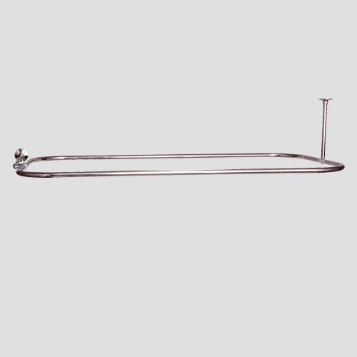 Rectangular Solid Brass Shower Rod with Sidewall Support