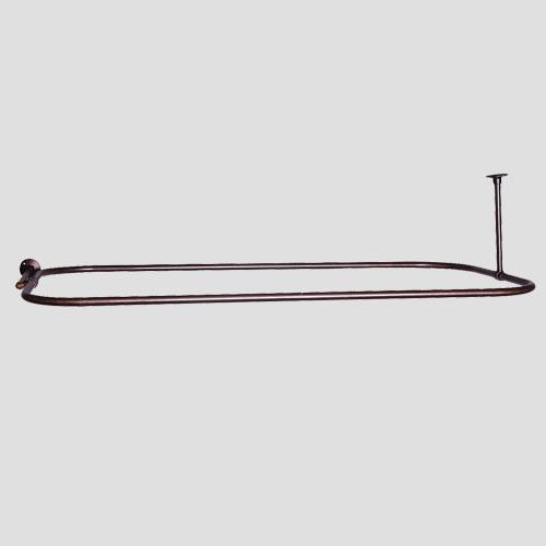 Rectangular Solid Brass Shower Rod with Sidewall Support