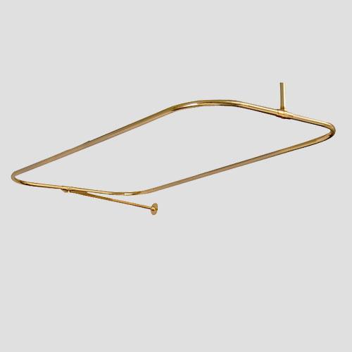 Rectangular Solid Brass Shower Rod with Sidewall Support