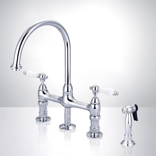 Saeby Bridge Kitchen Faucet with Brass Sprayer