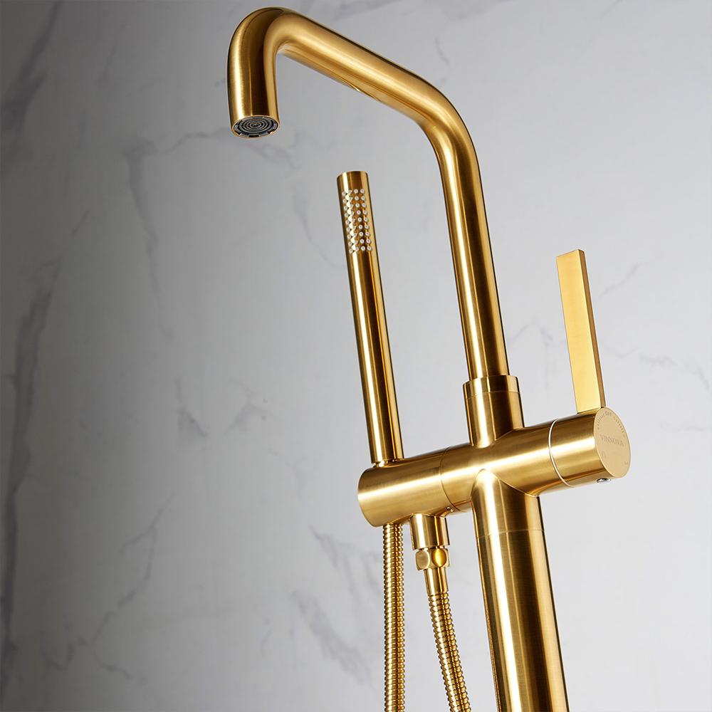 Spiti Freestanding Chrome Tub Faucet with Hand Shower