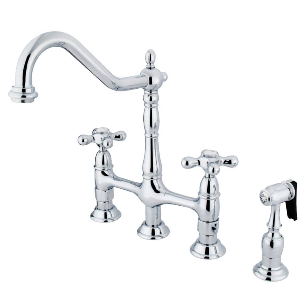 Stefano Bridge Kitchen Faucet with Brass Sprayer