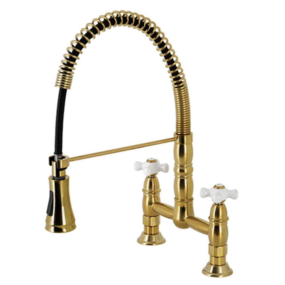 Tomas Two-Handle Deck-Mount Pull-Down Sprayer Kitchen Faucet