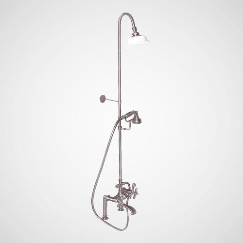 Traditional Deck-Mount Tub Faucet with Riser and Shower Head