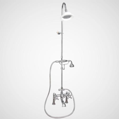 Traditional Deck-Mount Tub Faucet with Riser and Shower Head