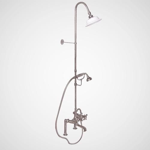 Traditional Deck-Mount Tub Faucet with Riser and Shower Head