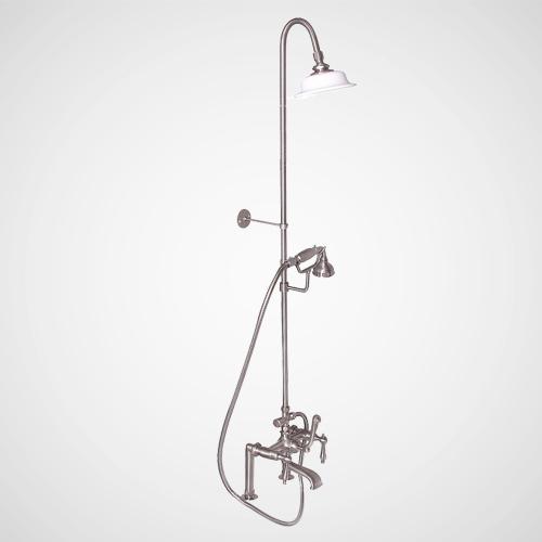 Traditional Deck-Mount Tub Faucet with Riser and Shower Head