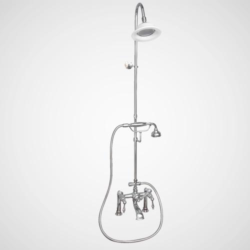 Traditional Deck-Mount Tub Faucet with Riser and Shower Head