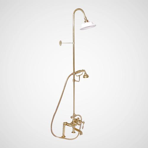 Traditional Deck-Mount Tub Faucet with Riser and Shower Head