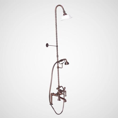 Traditional Deck-Mount Tub Faucet with Riser and Shower Head