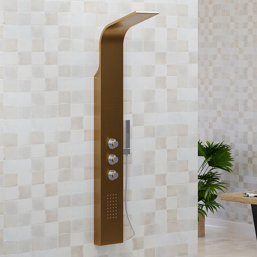 Truro Thermostatic Stainless Steel Shower Panel with Hand Shower - Brushed Bronze Finish