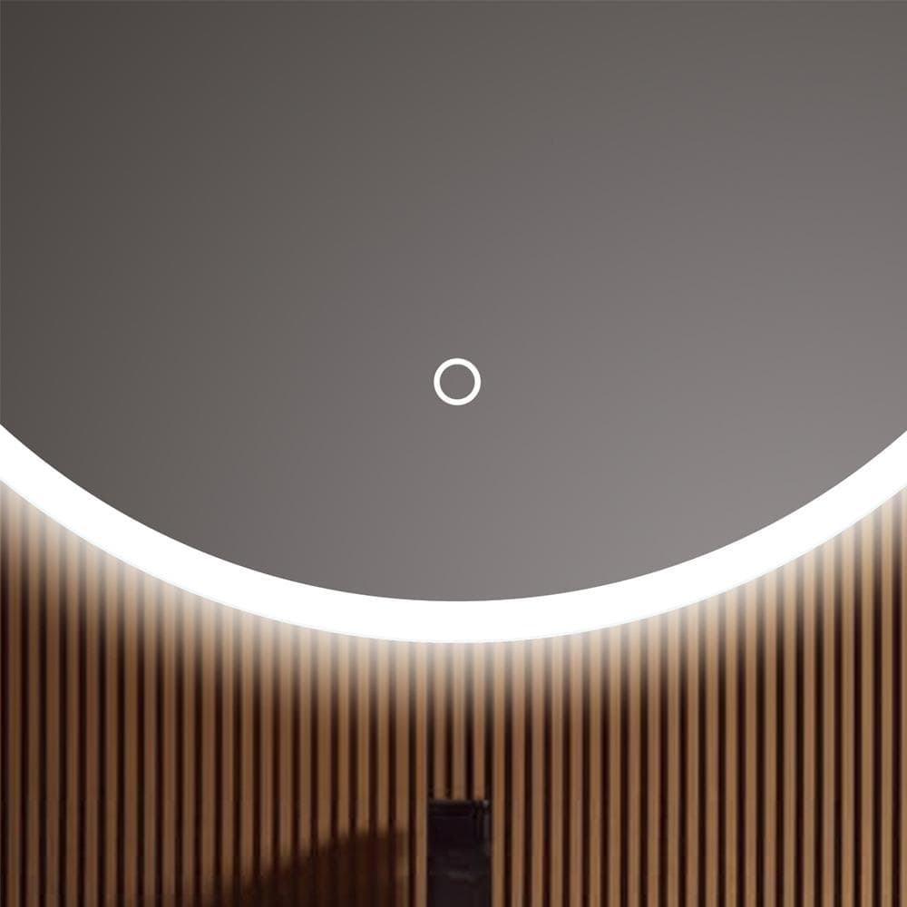 Unmol 32" Modern & Contemporary Frameless Lighted Round Bathroom Mirror