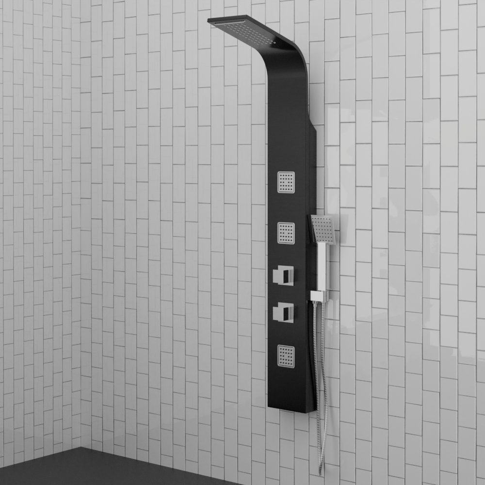 Velva Thermostatic Shower Panel with Hand Shower - Black Finish