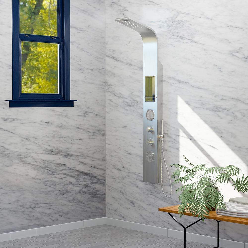 Weybun Thermostatic Stainless Steel Shower Panel with Hand Shower