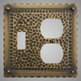 1 Toggle, 1 Duplex Wall Switch Plate - Hammered Design