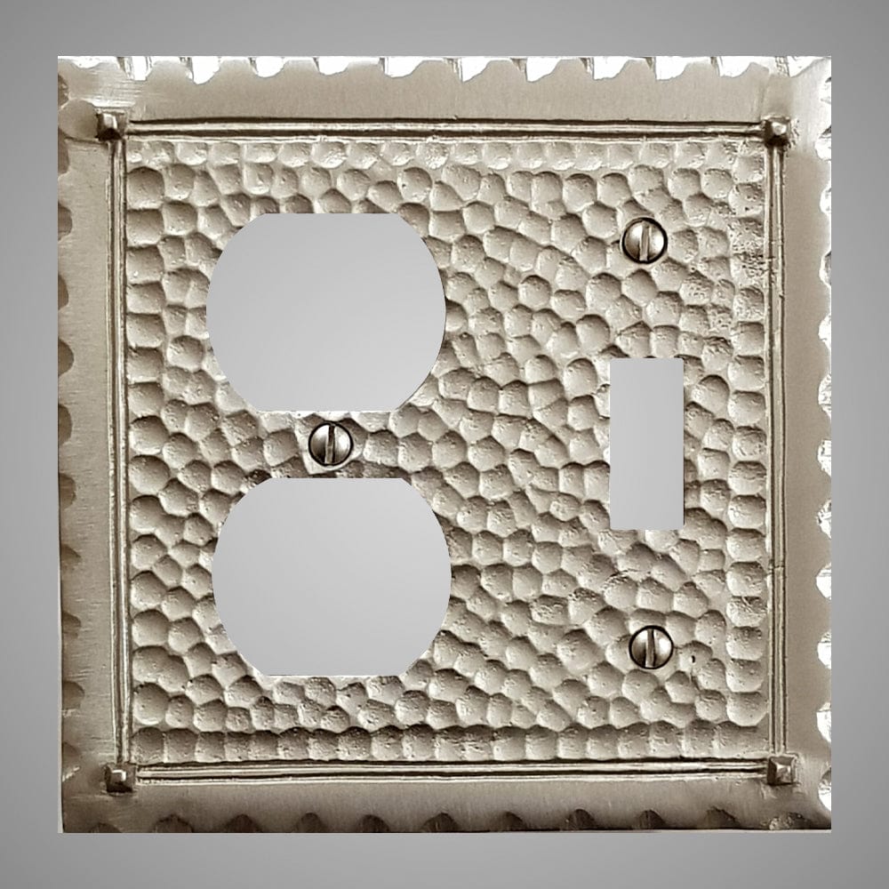 1 Toggle, 1 Duplex Wall Switch Plate - Hammered Design