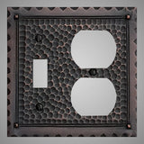 1 Toggle, 1 Duplex Wall Switch Plate - Hammered Design