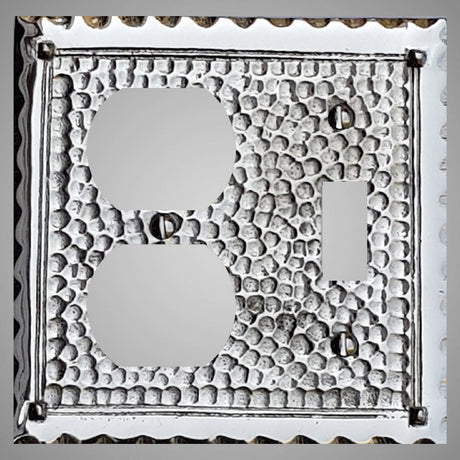 1 Toggle, 1 Duplex Wall Switch Plate - Hammered Design
