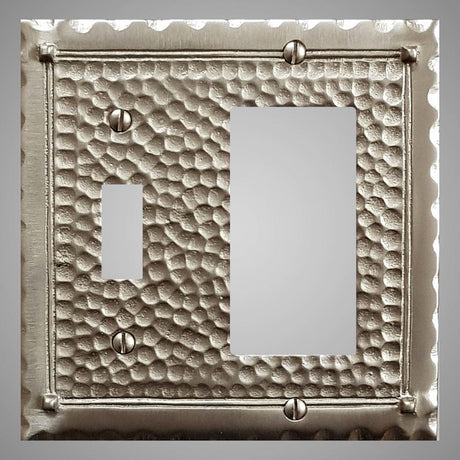 1 Toggle, 1 Rocker Wall Switch Plate - Hammered Design