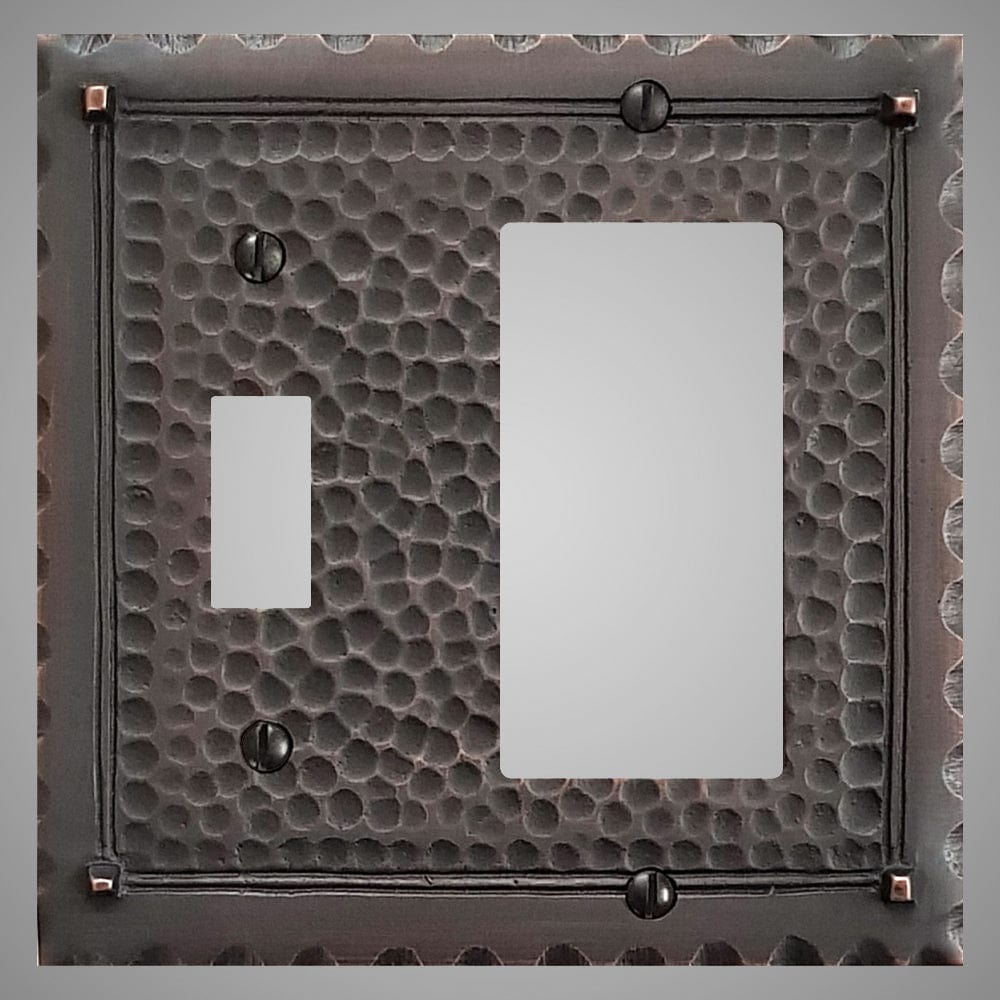 1 Toggle, 1 Rocker Wall Switch Plate - Hammered Design