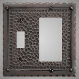 1 Toggle, 1 Rocker Wall Switch Plate - Hammered Design