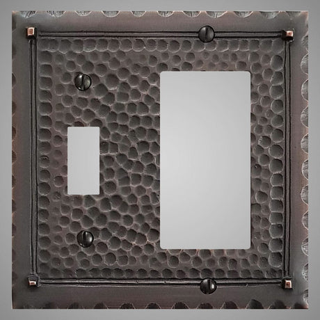 1 Toggle, 1 Rocker Wall Switch Plate - Hammered Design