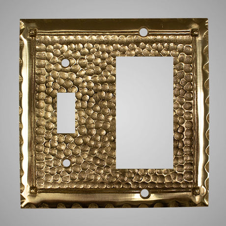 1 Toggle, 1 Rocker Wall Switch Plate - Hammered Design