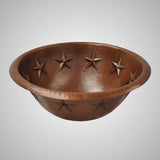 15" Magueyes Hammered Copper Star Drop-In Bath Sink