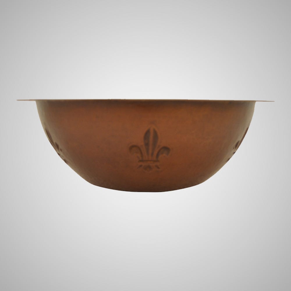 15" Robito Hammered Copper Fleur-de-lis Drop-In Bath Sink
