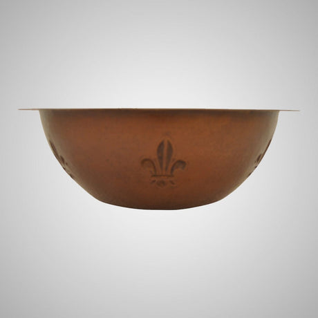 15" Robito Hammered Copper Fleur-de-lis Drop-In Bath Sink