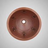 15" Robito Hammered Copper Fleur-de-lis Drop-In Bath Sink