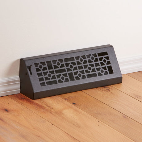 15" Solid Steel Modern Baseboard Register - Matte Black