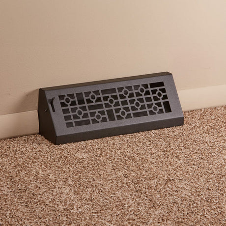 15" Solid Steel Modern Baseboard Register - Matte Black